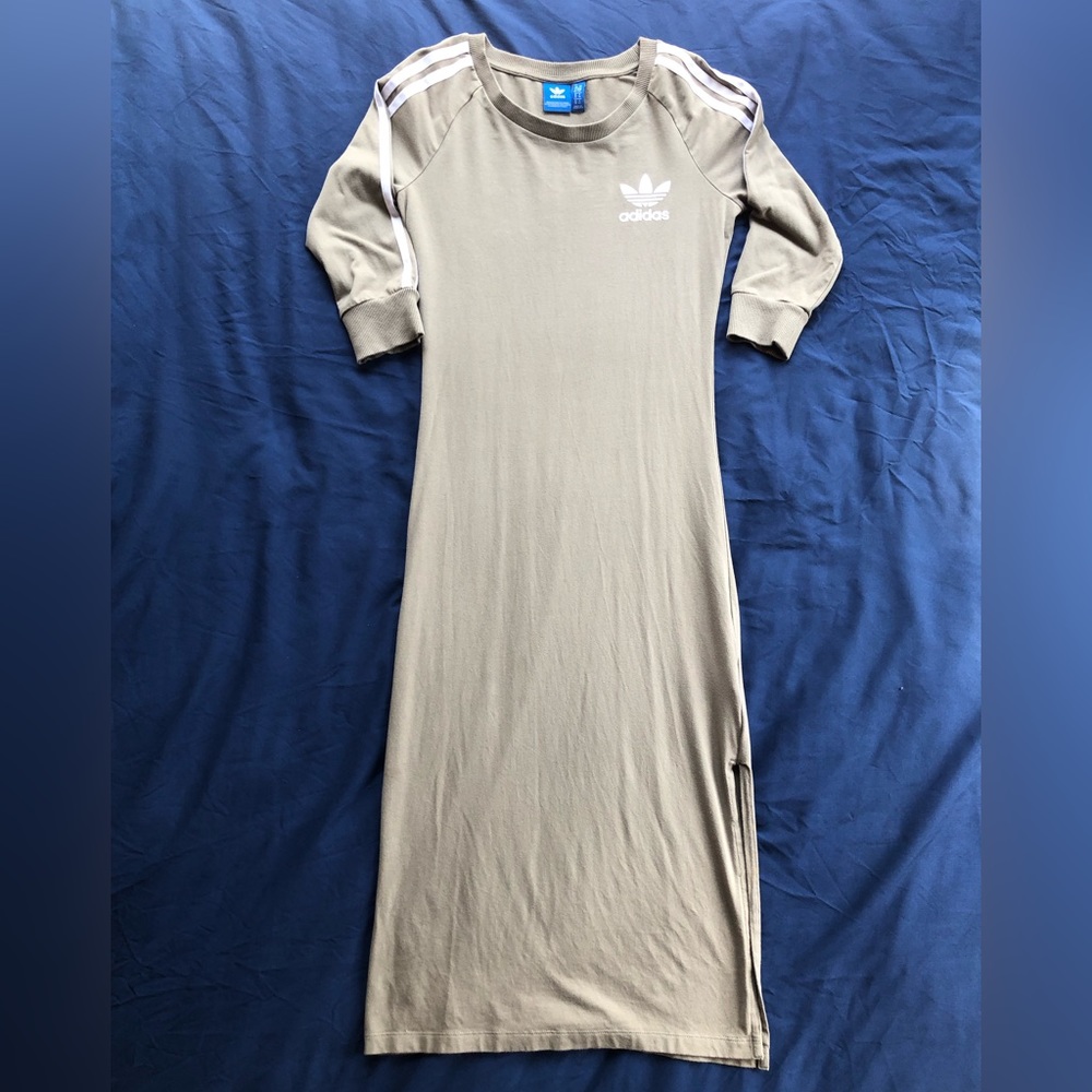 Adidas Midi Greige Khaki Dress Size S